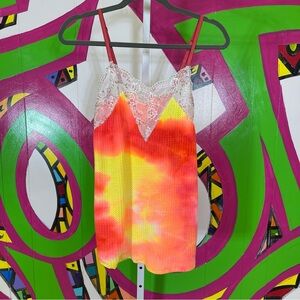 Blumin Apparel, Waffle Knit Tiedye Spaghetti Strap Tank Top. Size Small.